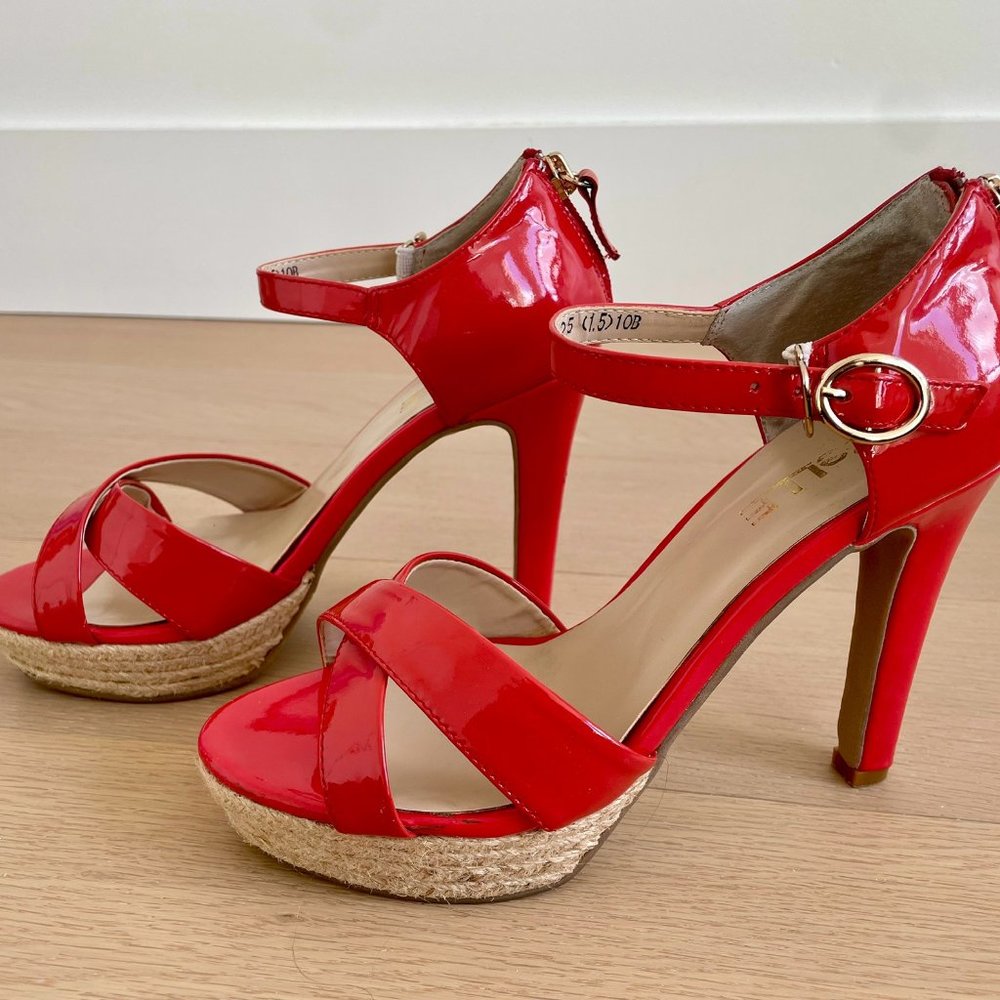 Coral Espadrille Platform Heels